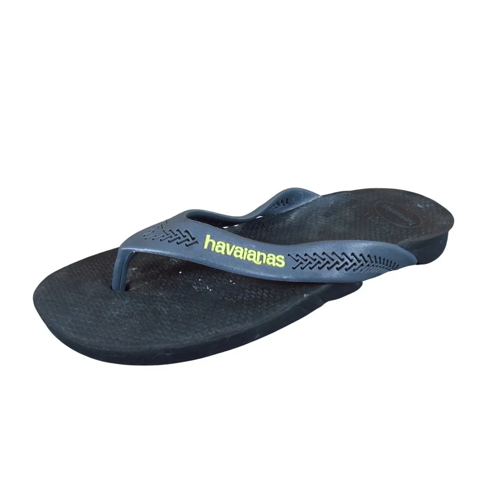 Havaianas‎ Men Flip Flop Sandals Size 8 Casual Beach Pool Black Grey Rubber